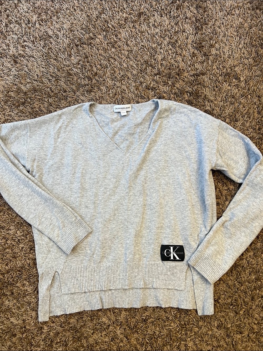 Calvin Klein Heather Gray V-Neck Sweater